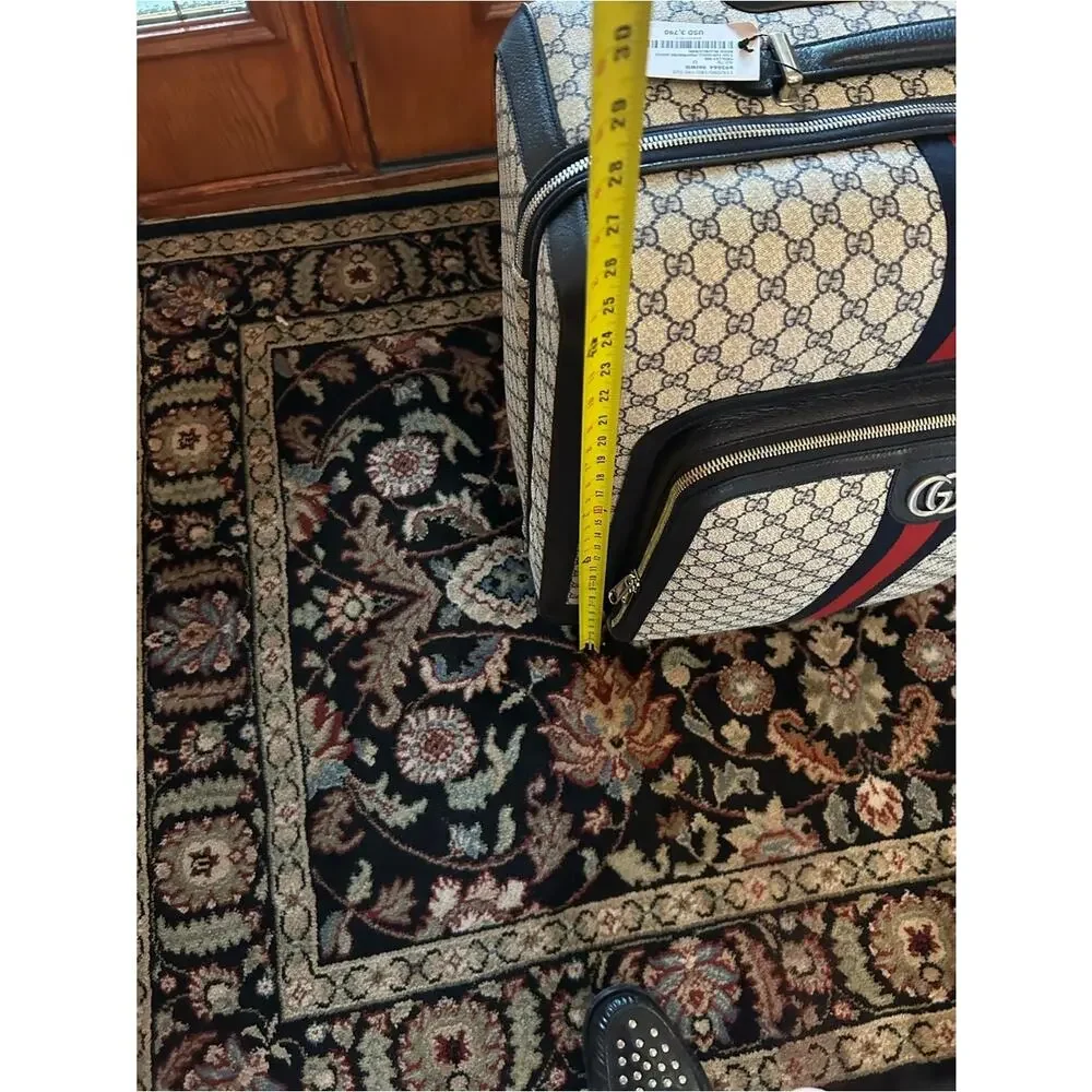 Gucci Savoy, GG Supreme suitcase, iconic blue/red web stripe made in Italy